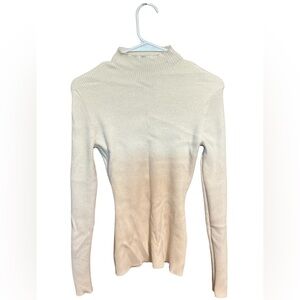 H&M Mock Neck Long Sleeve Ribbed Top in Cream